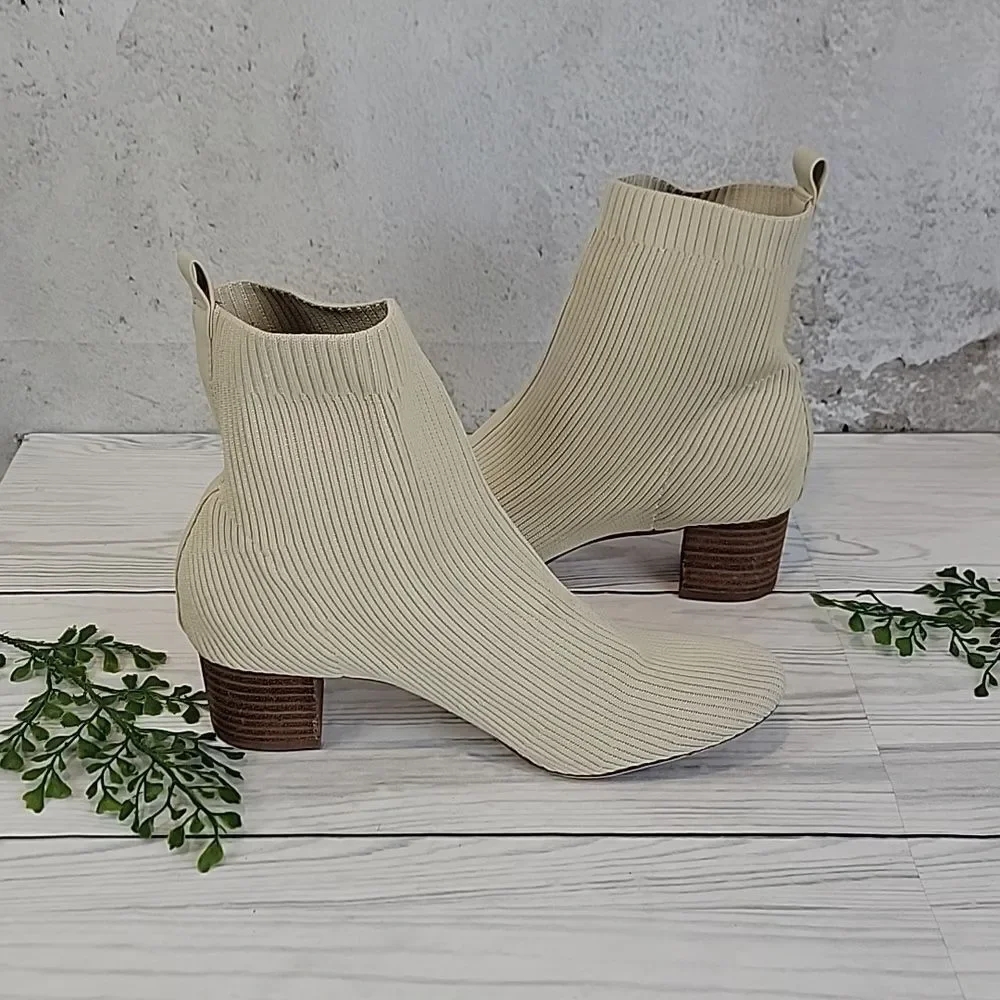 Joie Neely Sock Ankle Boot - Cream Womens Size 8.5